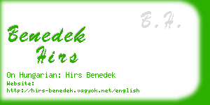 benedek hirs business card